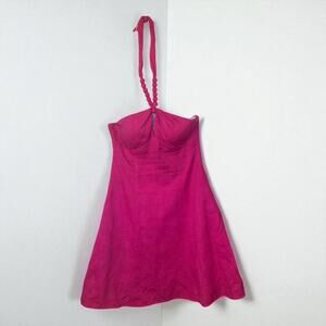 Bethany Size 6P Vintage-Inspired Hot Pink Party Halter Dress w/ Crinoline Skirt